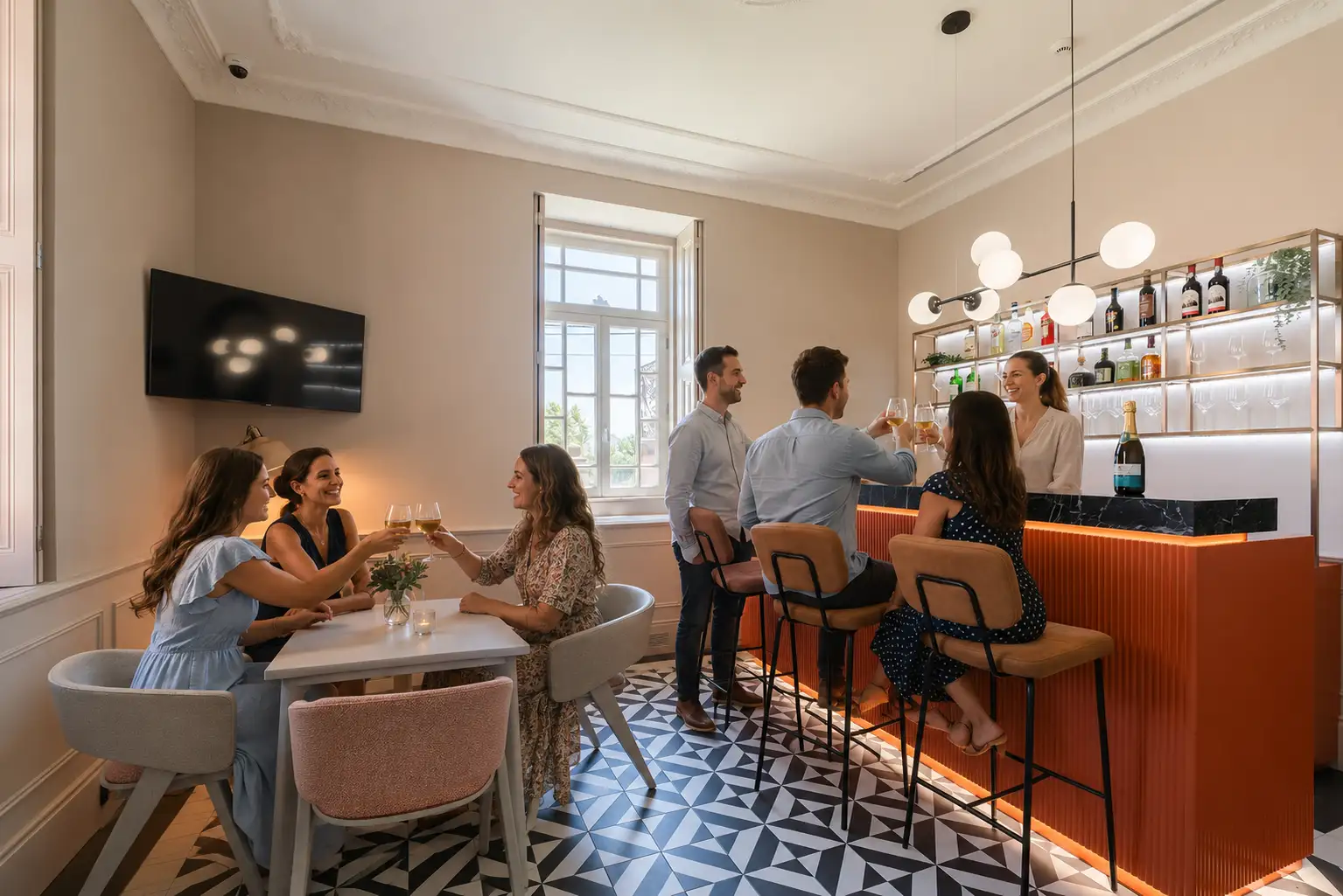 Bar do Noronha Lima Boutique Hotel em Arouca — momento de convívio