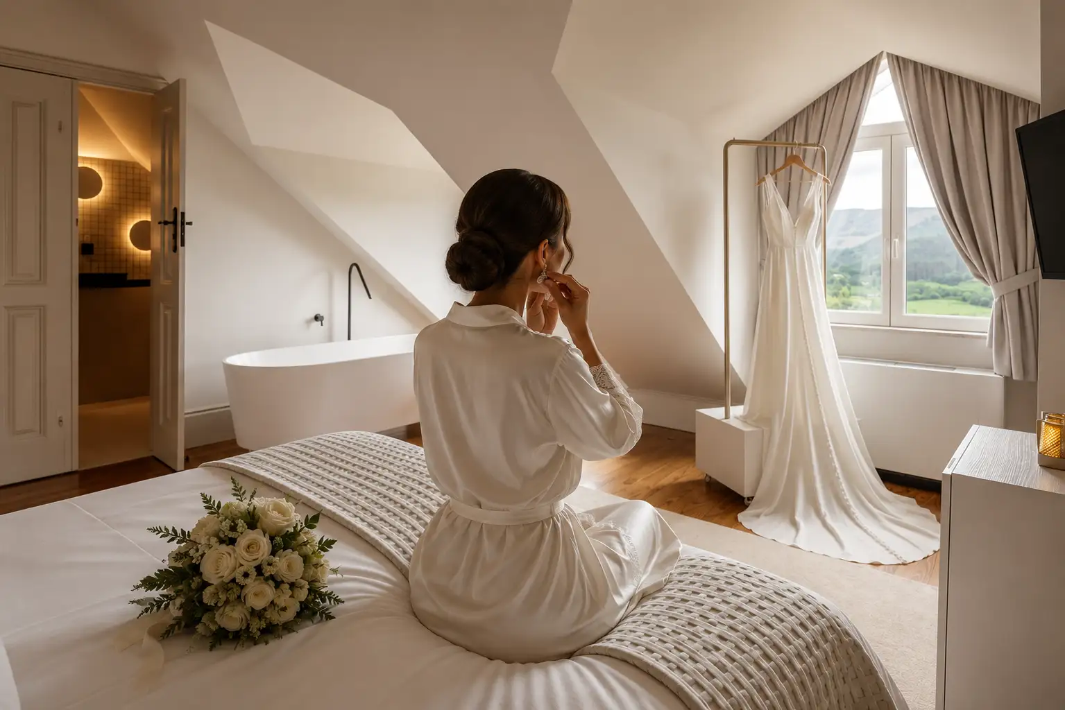 Preparação da noiva num quarto do Noronha Lima — manhã do casamento